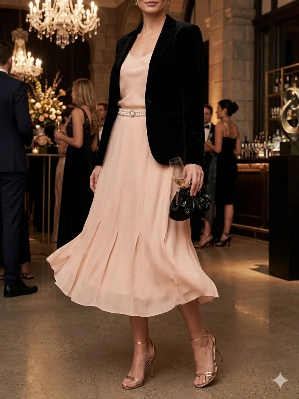 Rickie Freeman for Teri Jon Blush Pink Midi Skirt